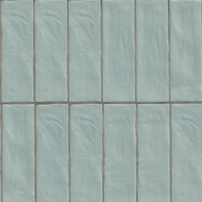 2.5x8 Zest Solid-Color Satin Wavy Ceramic Tile Light Blue