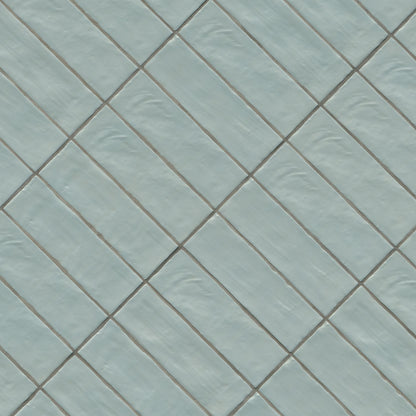 2.5x8 Zest Solid-Color Satin Wavy Ceramic Tile Light Blue