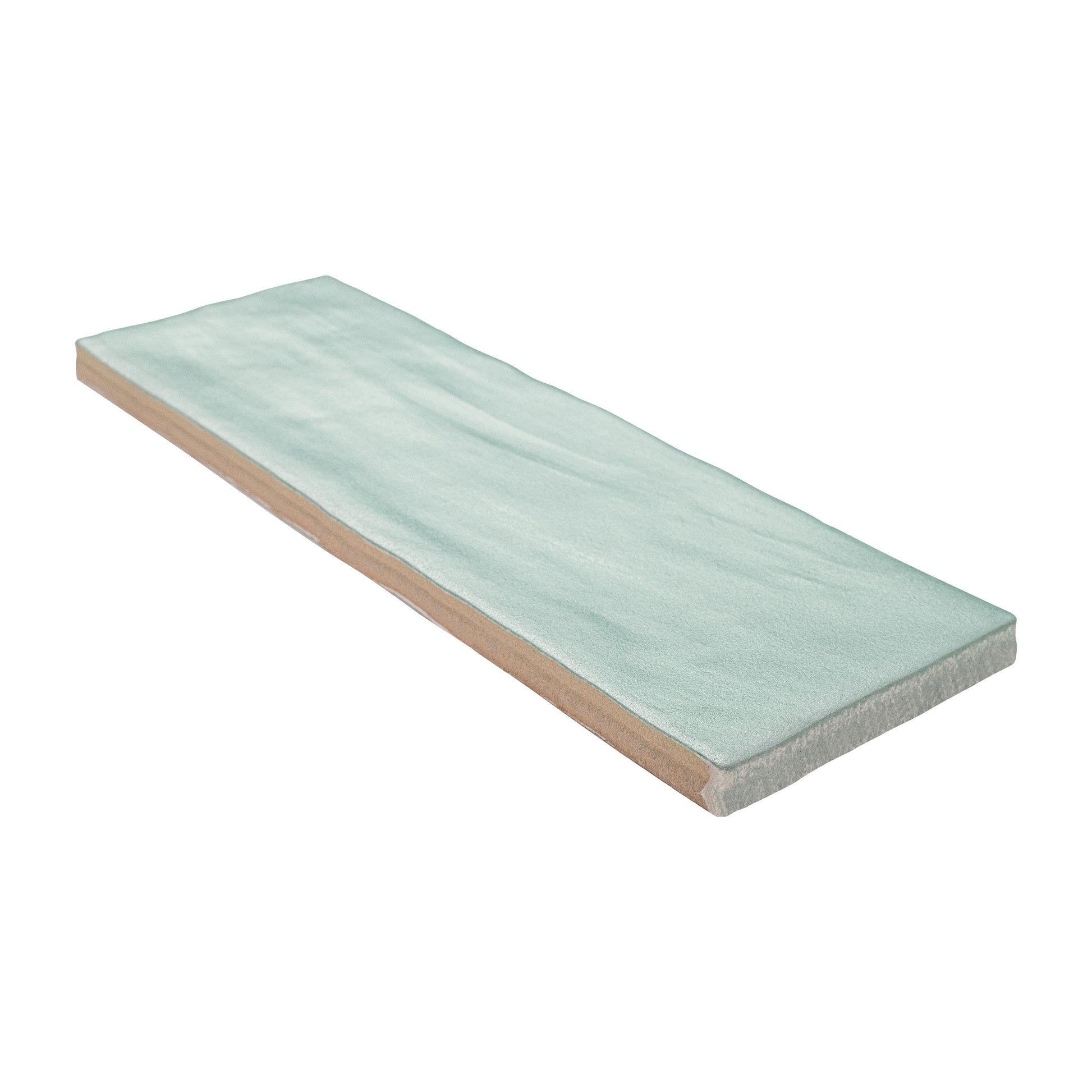 2.5x8 Zest Solid-Color Satin Wavy Ceramic Tile Light Blue