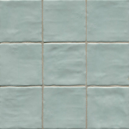 4x4 Zest Solid-Color Satin Wavy Ceramic Tile Light Blue