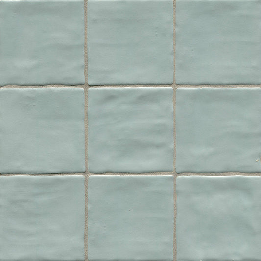 4x4 Zest Solid-Color Satin Wavy Ceramic Tile Light Blue