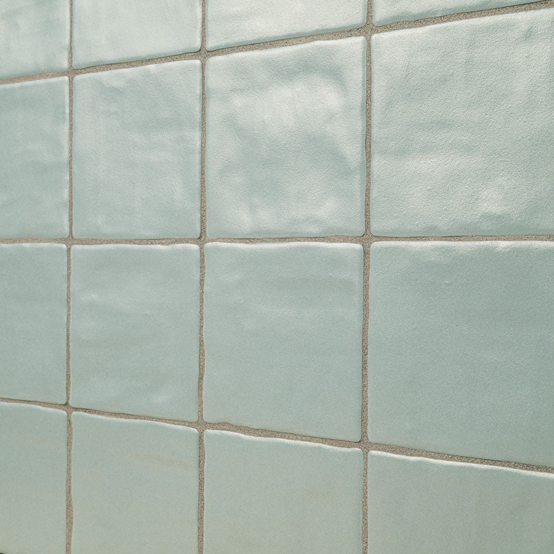 4x4 Zest Solid-Color Satin Wavy Ceramic Tile Light Blue