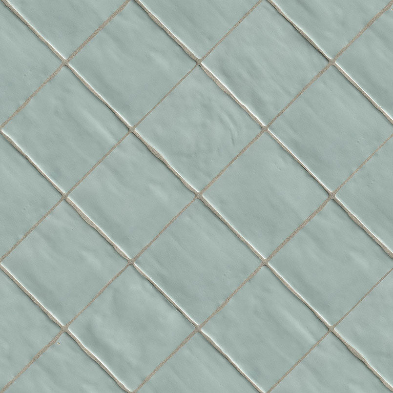 4x4 Zest Solid-Color Satin Wavy Ceramic Tile Light Blue