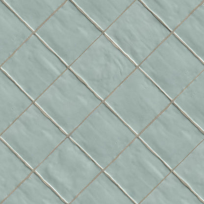 4x4 Zest Solid-Color Satin Wavy Ceramic Tile Light Blue