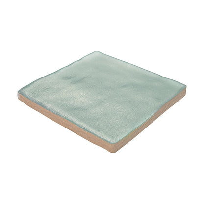 4x4 Zest Solid-Color Satin Wavy Ceramic Tile Light Blue