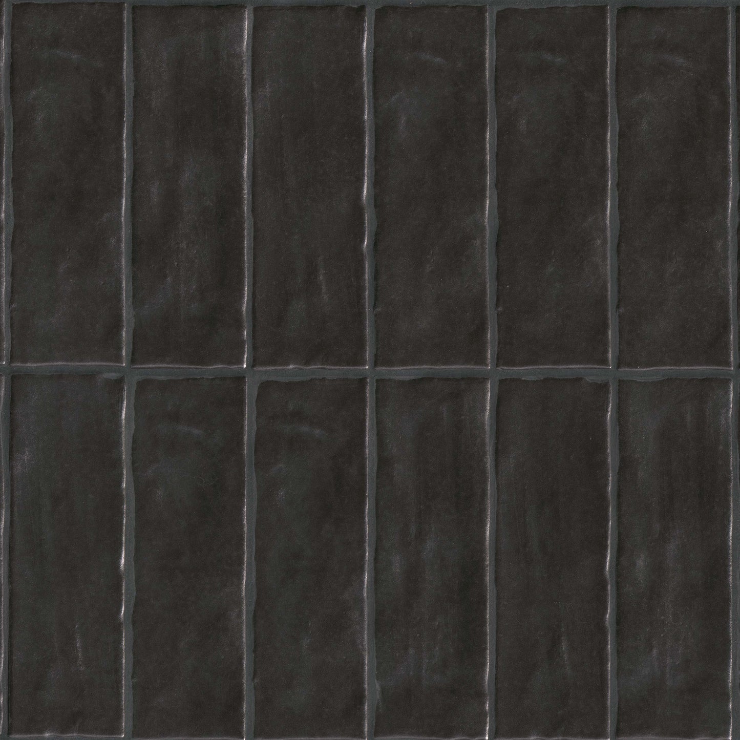 2.5x8 Zest Solid-Color Satin Wavy Ceramic Tile Charcoal Black