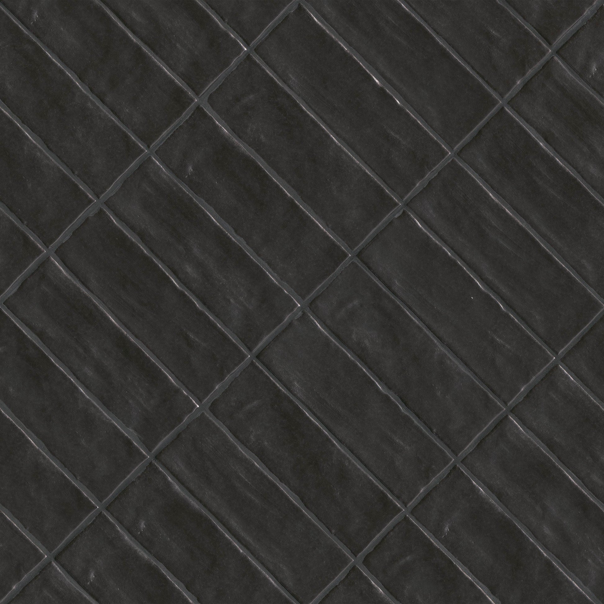 2.5x8 Zest Solid-Color Satin Wavy Ceramic Tile Charcoal Black
