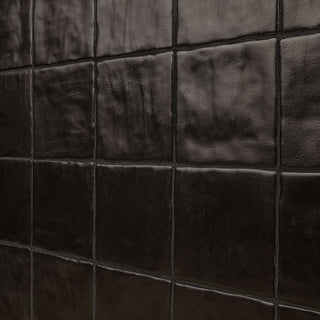 Charcoal Black - 4x4 Zest Solid-Color Satin Undulated Ceramic Tile