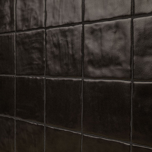 Charcoal Black - 4x4 Zest Solid-Color Satin Undulated Ceramic Tile