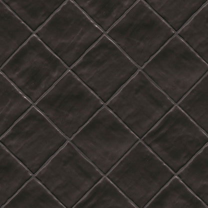 4x4 Zest Solid-Color Satin Wavy Ceramic Tile Charcoal Black