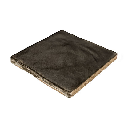 4x4 Zest Solid-Color Satin Wavy Ceramic Tile Charcoal Black