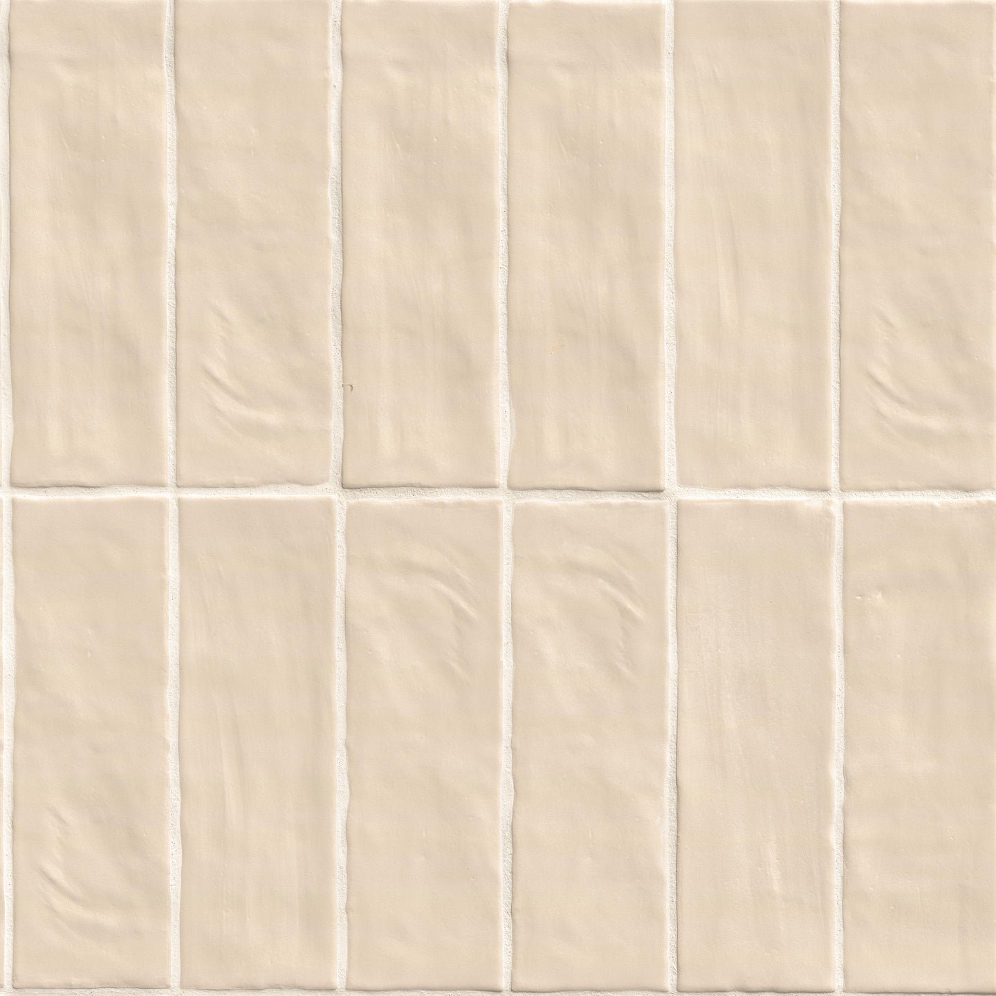 2.5x8 Zest Solid-Color Satin Wavy Ceramic Tile Cream Beige