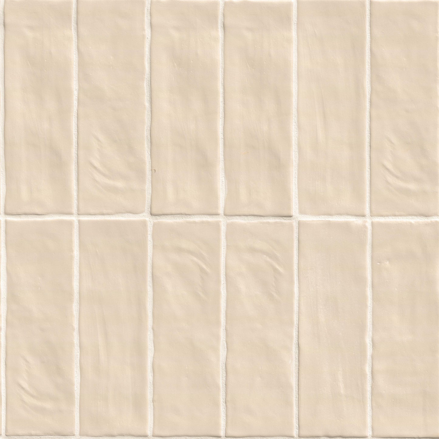 2.5x8 Zest Solid-Color Satin Wavy Ceramic Tile Cream Beige