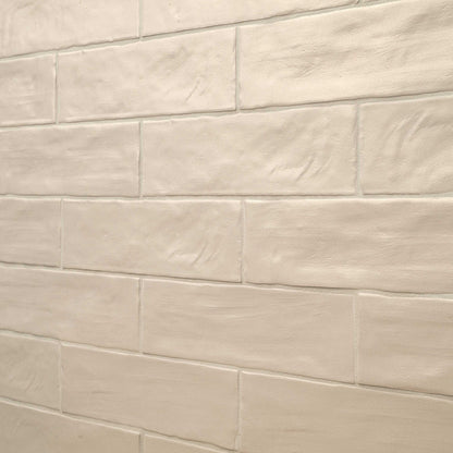 2.5x8 Zest Solid-Color Satin Wavy Ceramic Tile Cream Beige