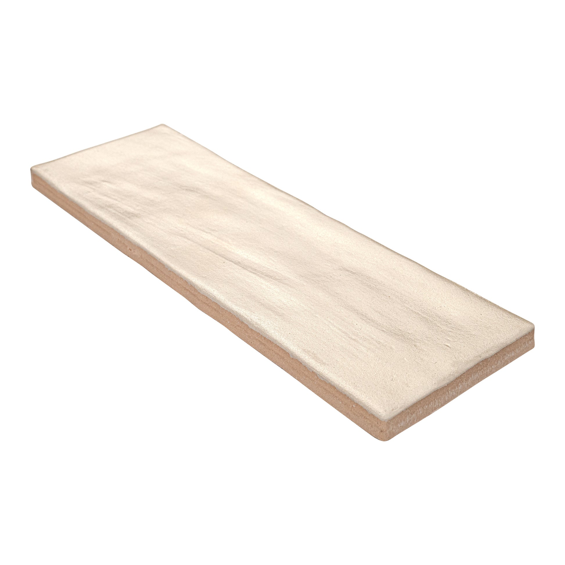 2.5x8 Zest Solid-Color Satin Wavy Ceramic Tile Cream Beige