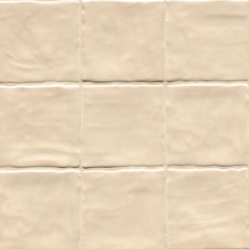 4x4 Zest Solid-Color Satin Wavy Ceramic Tile Cream Beige