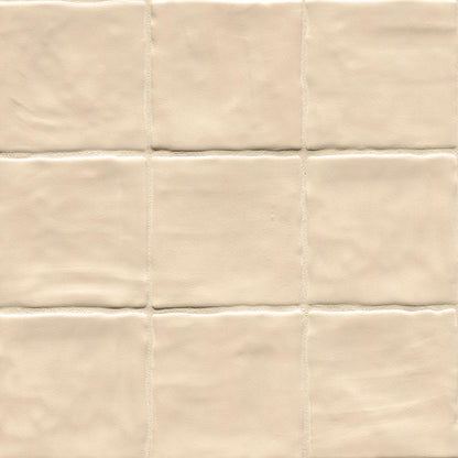 4x4 Zest Solid-Color Satin Wavy Ceramic Tile Cream Beige