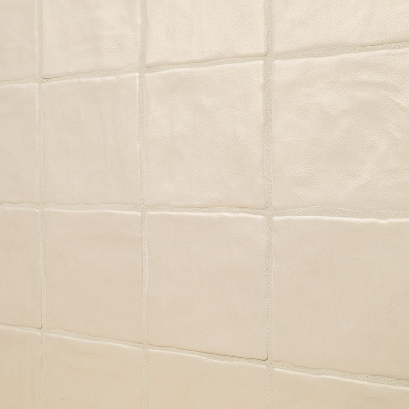 4x4 Zest Solid-Color Satin Wavy Ceramic Tile Cream Beige