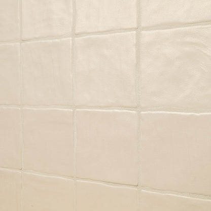 4x4 Zest Solid-Color Satin Wavy Ceramic Tile Cream Beige