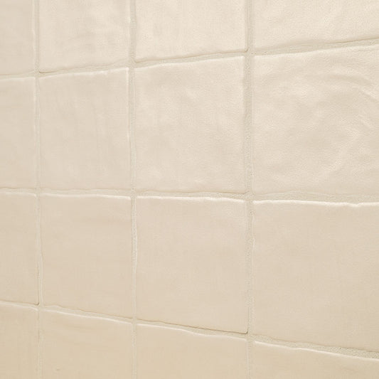 Cream Beige - 4x4 Zest Solid-Color Satin Undulated Ceramic Tile