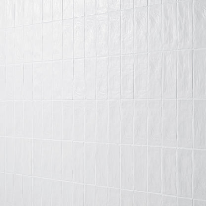 2.5x8 Zest Solid-Color Satin Wavy Ceramic Tile Soft Gray