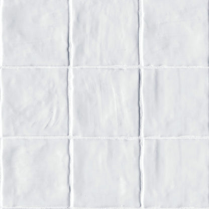 4x4 Zest Solid-Color Satin Wavy Ceramic Tile White