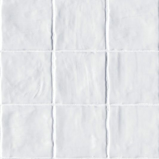 4x4 Zest Solid-Color Satin Wavy Ceramic Tile White