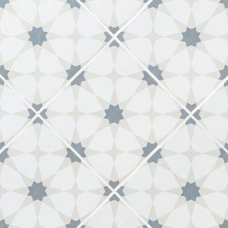 Soft Gray - 8x8 Kenzzi Lattice Patterned Encaustic-Look Matte Smooth Porcelain Tile