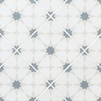 8x8 Kenzzi 3D-Geometric Star Patterned Encaustic-Look Matte Textured Porcelain Tile Soft Gray