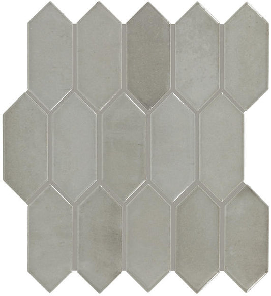 2x5 Miramo Picket  Mosaic Solid-Color Glossy Smooth Ceramic Tile Soft Gray