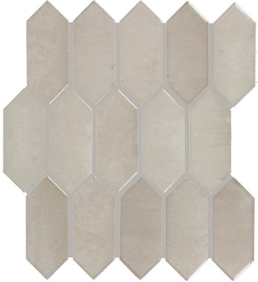 2x5 Miramo Picket  Mosaic Solid-Color Glossy Smooth Ceramic Tile Muted Taupe