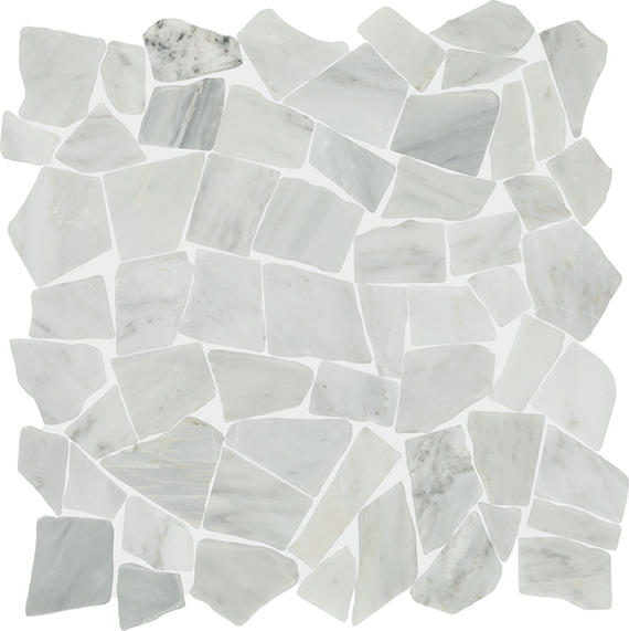 13x13 Gamma Multi-Polygon Fragment Shard Random Pattern Mosaic Marble-Look Honed Textured Stone Tile Light Marble