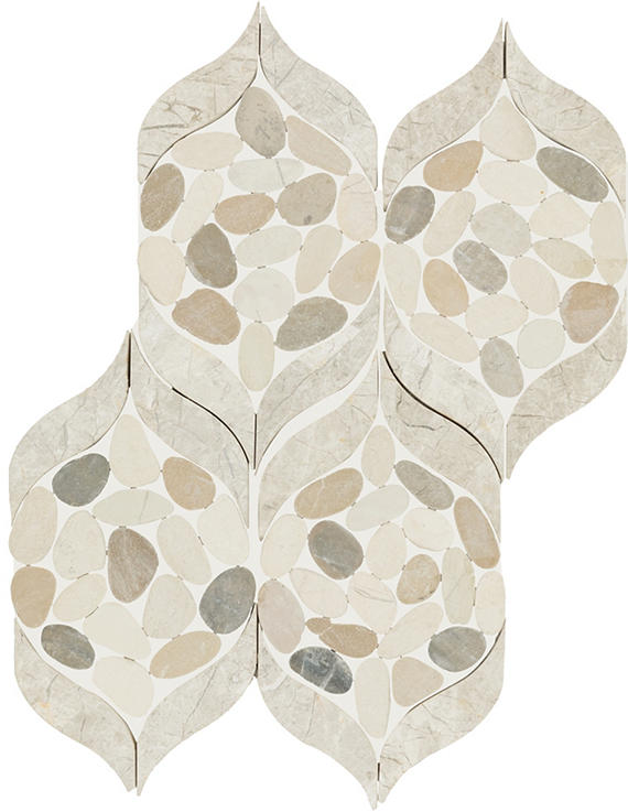 15x12 Pebble Oasis Arabesque  Mosaic Natural-Look Tumbled Natural Pebble Tile Pebble Beige