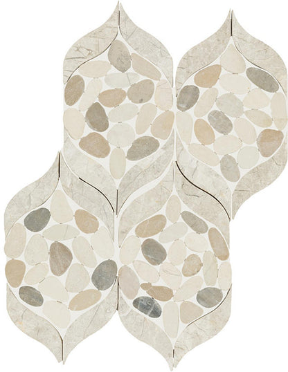 15x12 Pebble Oasis Arabesque  Mosaic Natural-Look Tumbled Natural Pebble Tile Pebble Beige