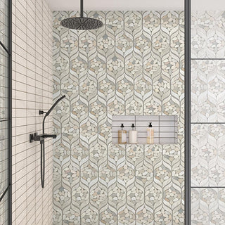 Pebble Beige - 15x12 Pebble Oasis Arabesque Mosaic Natural-Look Tumbled Natural Pebble Tile