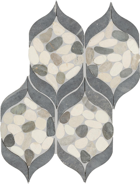 15x12 Pebble Oasis Arabesque  Mosaic Natural-Look Tumbled Natural Pebble Tile Pebble Gray