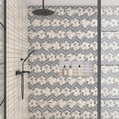 15x12 Pebble Oasis Arabesque  Mosaic Natural-Look Tumbled Natural Pebble Tile Pebble Gray