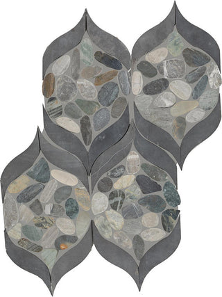 15x12 Pebble Oasis Arabesque Mosaic Natural-Look Tumbled Natural Pebble Tile