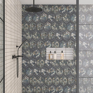 Coastal Gray - 15x12 Pebble Oasis Arabesque Mosaic Natural-Look Tumbled Natural Pebble Tile