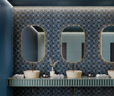 24x48 Eforea Abstract Pattern  Patterned Mixed-Color Matte Smooth Porcelain Tile Navy Charcoal