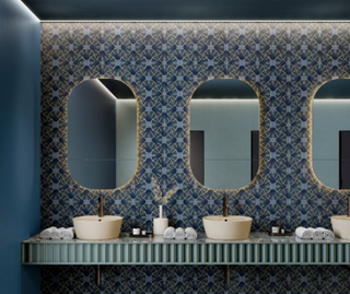 Navy Charcoal - 24x48 Eforea Abstract Pattern Patterned Mixed-Color Matte Smooth Porcelain Tile