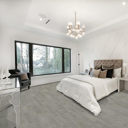 6x24 Platinum  Natural Wood-Look Matte Smooth Ceramic Tile Soft Gray