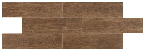 6x24 Willow Bend Stacked  Natural Wood-Look Matte Smooth Porcelain Tile Chestnut Brown
