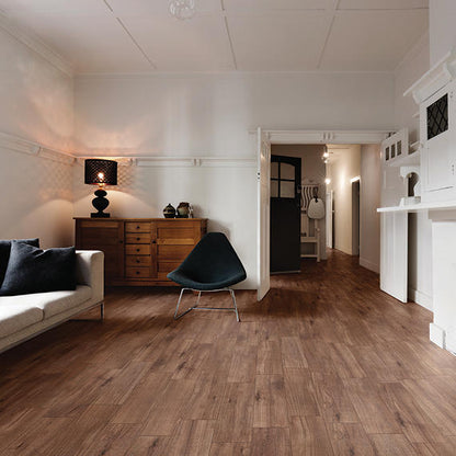 8x8 D_segni Terrazzo Scroll Vine  Patterned Encaustic-Look Matte Smooth Porcelain Tile Dark Brown
