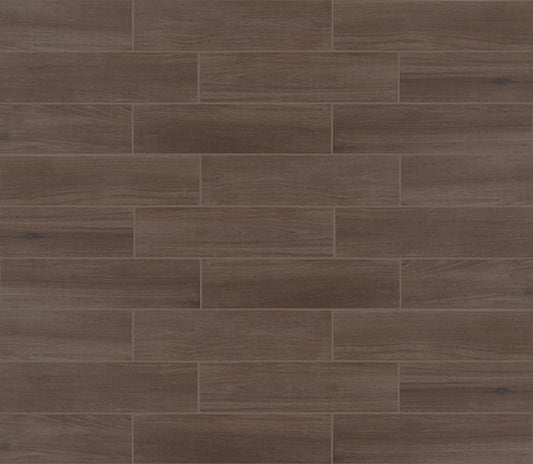 8x8 D_segni Terrazzo Scroll Vine  Patterned Encaustic-Look Matte Smooth Porcelain Tile Graphite Brown