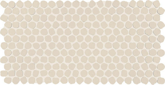 1 Keystones Organic Penny Round  Mosaic Solid-Color Matte Smooth Porcelain Tile Almond Beige