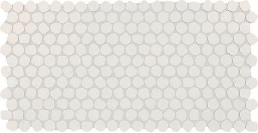 1 Keystones Organic Penny Round  Mosaic Solid-Color Matte Smooth Porcelain Tile Pure White