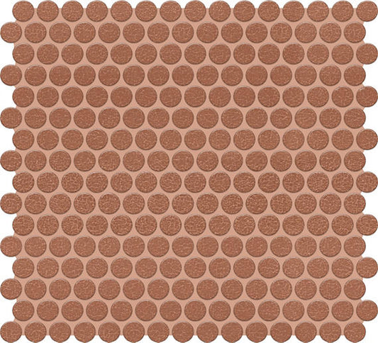 13x11 Inyo Penny Round  Mosaic Fabric-Look Satin Textured Porcelain Tile Terracotta Brown