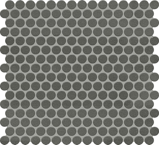 13x11 Inyo Penny Round  Mosaic Fabric-Look Satin Textured Porcelain Tile Olive Gray