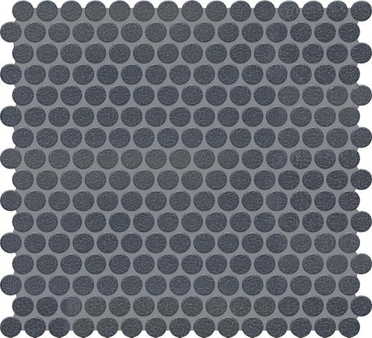 13x11 Inyo Penny Round  Mosaic Fabric-Look Satin Textured Porcelain Tile Indigo Gray